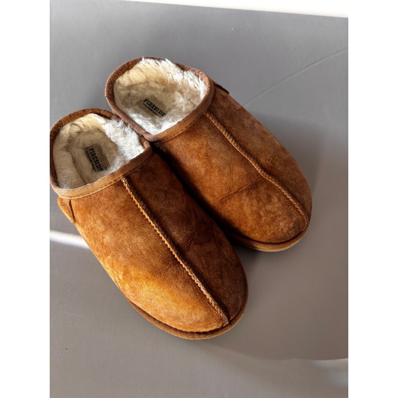 Fireside Mens Suede Leather Shearling Lined Moccasin Slippers - Size US 11 EU 44 - Picture 1 of 8